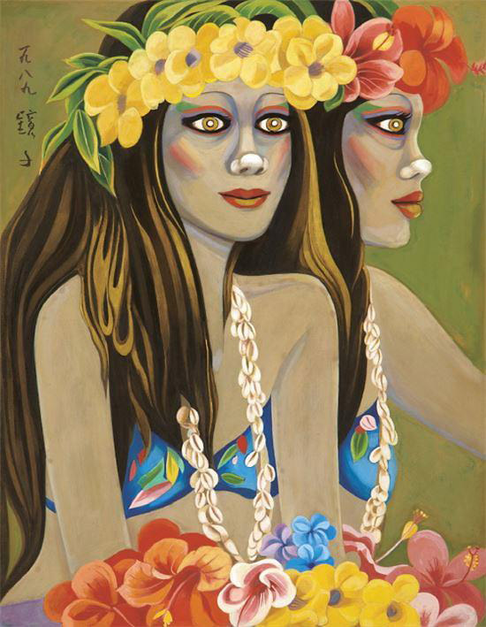 천경자, 막은 내리고, 1989, 종이에 채색, 41x315cm, 개인소장