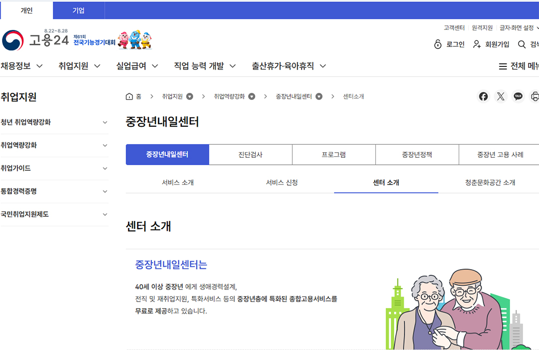중장년내일센터 홈페이지