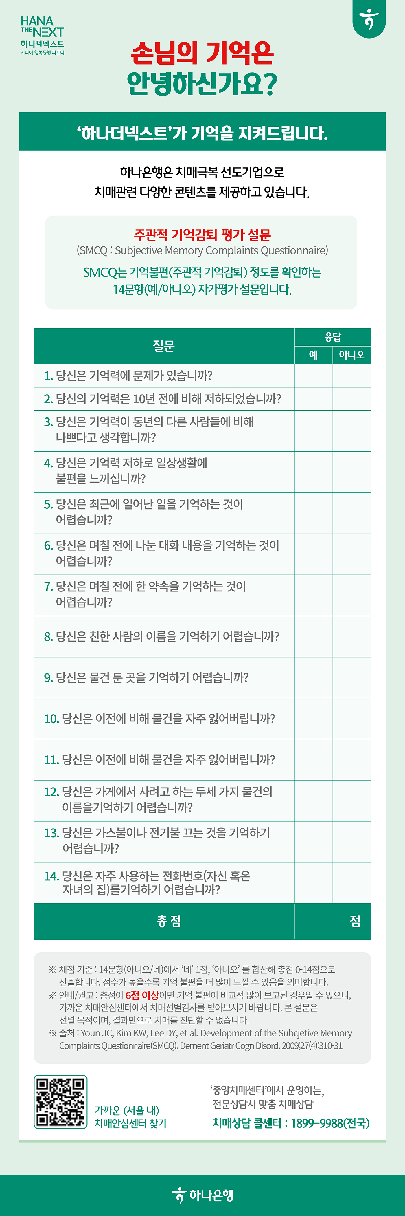 주관적 기억감퇴 평가 설문
